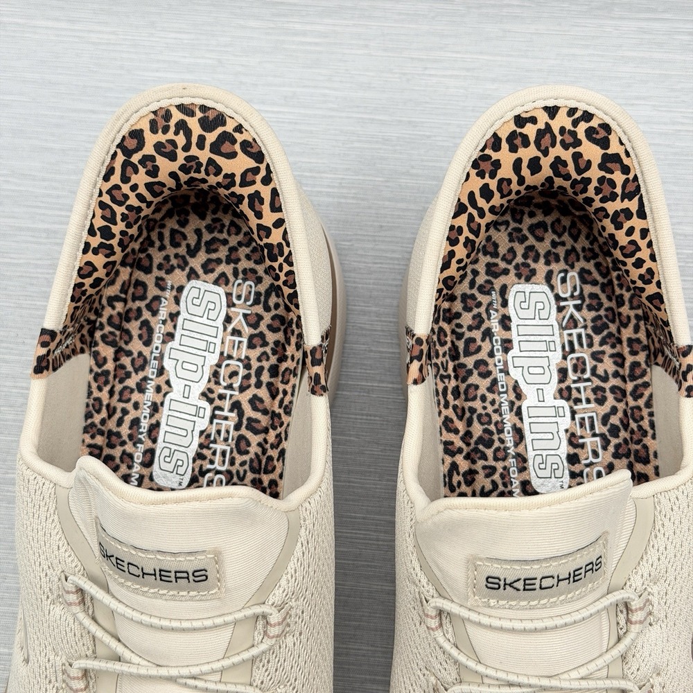 Skechers Slip Ins Women's 10 Summits Leopard Chic Natural Sneakers 150275 - Picture 4 of 12